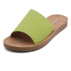 Herstyle Womens Jarina Flat Sandals Slip on Slides Open Toe One Band Casual Walking Shoes