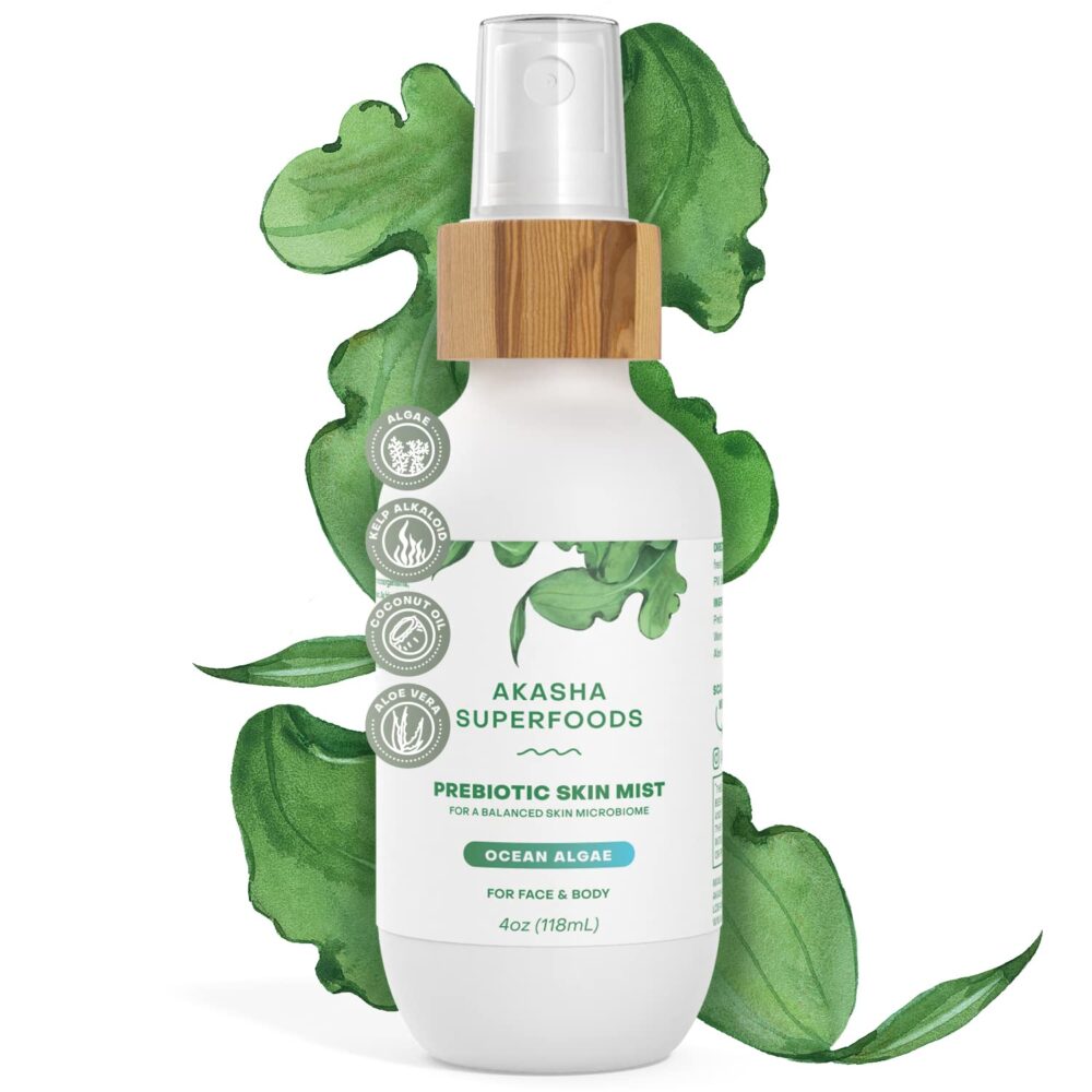 Akasha Prebiotic Skin Mist - 4oz I Organic Facial Mist with Sea Kelp Extract, Face Spray for Naturally Restoring the Skins Microbiome, Helps Acne, Psoriasis & Sunburn*, Anti Aging Skin Care Products